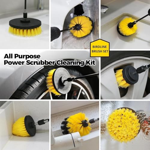 Image of 8 PC Power Scrubber Brush Set, Drill Brush Attachment Set, Scrubber Brush for Tile, Multipurpose Brushes for Cleaning of Bathroom Surfaces, Kitchen, Pool, Flooring and Car (Without Drill Machine)