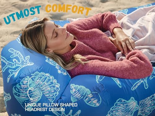 Image of WEKAPO Inflatable Sun Lounger, Air Sofa, Hammock, Portable, Waterproof and Leak-Proof, Ideal for Backyard, Beach, Travel, Camping, Picnics and Music Festivals