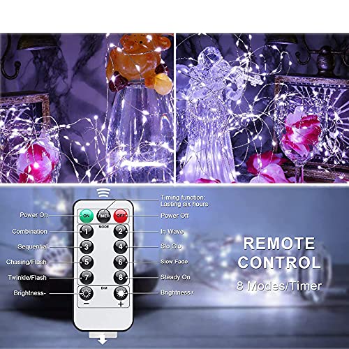 2Pack Fairy String Lights,Wonfast Waterproof 12M/39Ft 120Led Usb Plug In Decorative Copper Wire Firefly Lights 8Modes Remote Timer For Outdoor Indoor Bedroom Party Wedding Christmas Decor (White) #TOP4