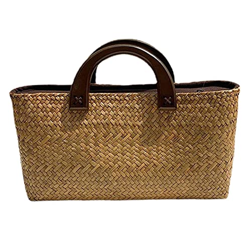 Bolso Tote de Ratan Trenzado para Mujer miniatura 1