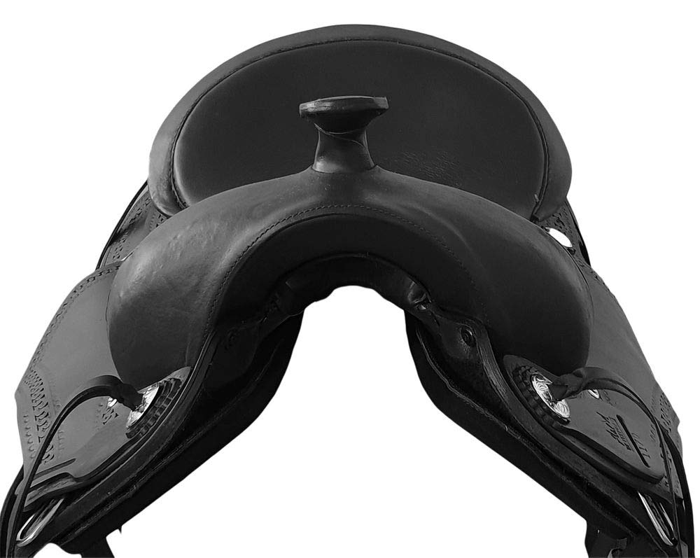 A&M Reitsport Omaha Selle western sans arceau en cuir de buffle Noir Taille : 17"
