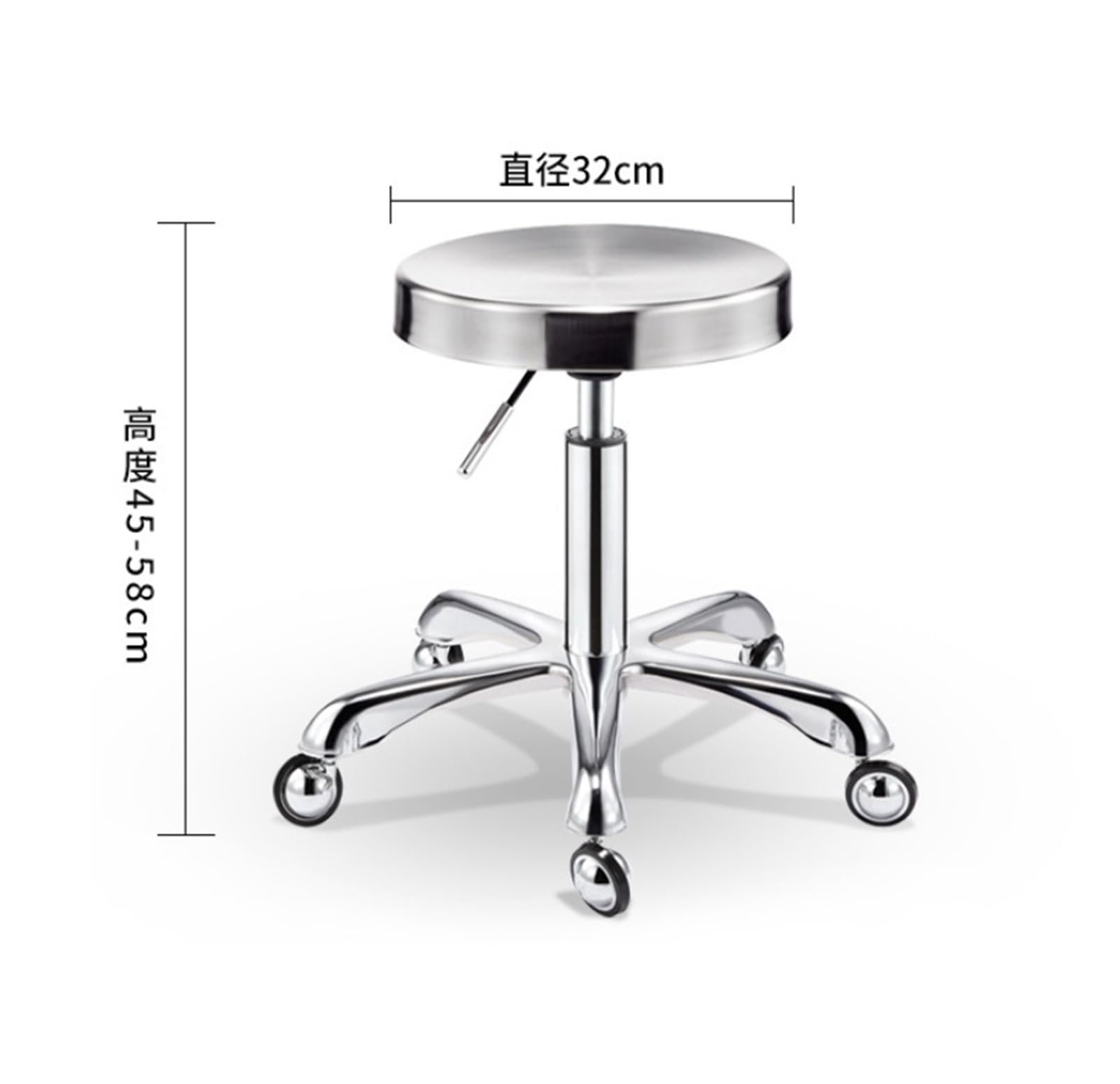 Taburete con ruedas hidráulico de alta resistencia Taburete con ruedas | Ajustable con ruedas giratorias de 60°, for banco de trabajo de laboratorio
