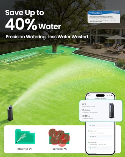 Image of Aiper IrriSense 2 Smart Irrigation System, 4-in-1 Multi-Zone Watering Device, App Control, Smart Scheduling, Garden Sprinkler with Rain Sensor, for Lawns up to 4,800 sq.ft.-Yellow