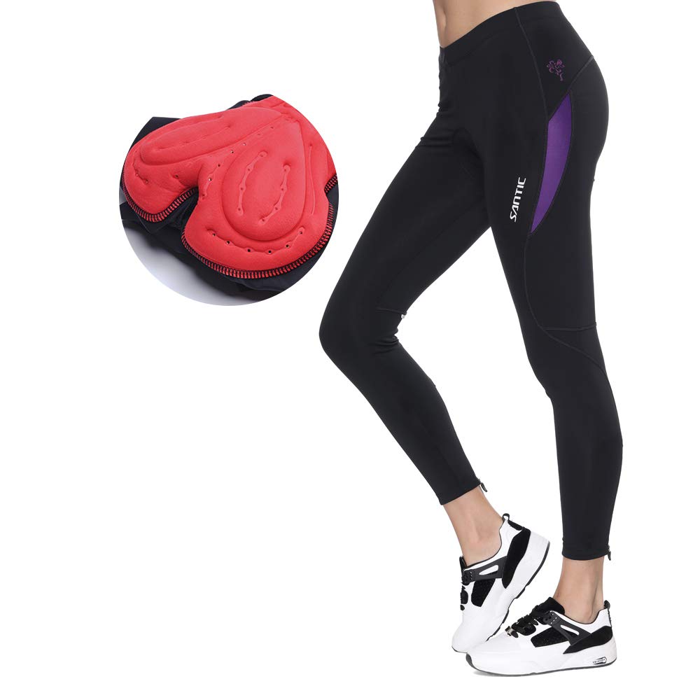 Santic Women's Bike Pants Cycling Tights 4D Padded Bicycle Long Trousers Breathable & Quick Dry