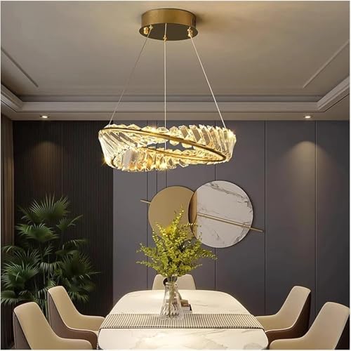 Lustre en cristal rond à LED pour plafond de chambre et salle à manger