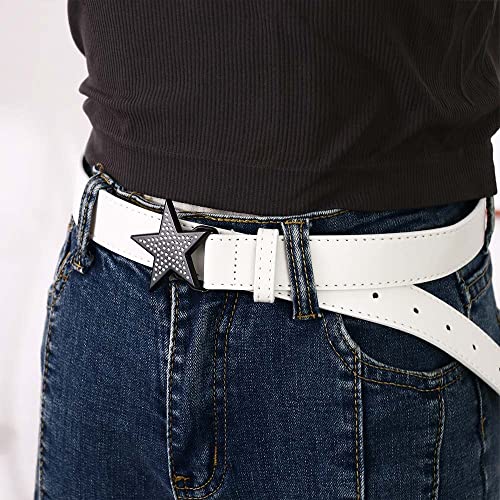 Vctitil 2PCS Adjustable Versatile Women Waist Belts With Star Shaped Buckle PU Leather Alloy Rhinestone Wide Waist Belt4