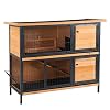 PawHut 48 2-Story Large Rabbit Hutch Bunny Cage Wooden Pet House Metal Frame with Rooms, Ramp, No Leak Tray, Feeding Trough, Waterproof Asphalt Roof for Rabbits, Chickens, Ducks, Outdoor/Indoor