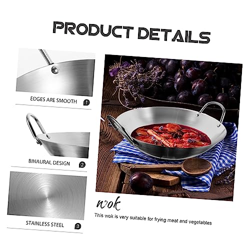 Wok de acero inoxidable con doble mango y fondo grueso miniatura 7