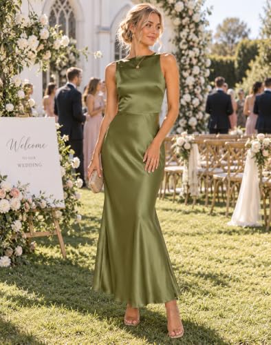 Image of Summer Backless Satin Maxi Dresses for Women 2026 Formal