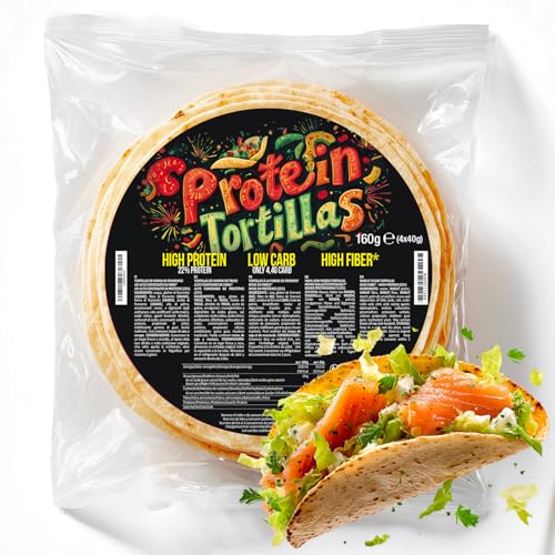 Tortillas De Trigo Proteicas – 4 Wraps De 40 g – 22% De Proteínas, 26% De Fibra – Bajo Contenido En Carbohidratos (11%) – Tortillas Keto Ideales Para Dieta Proteica, Low Carb Y Keto Diet