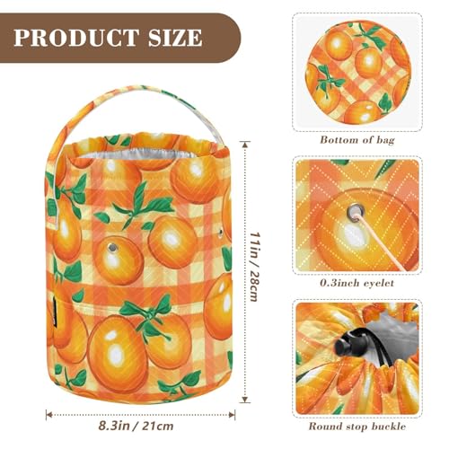 Image of Tatenale Crochet Bag Yarn Bag Knitting Project Bag with Pockets and Handle Portable Yarn Storage Organizer Tangle Free 8.3x11 InchCartoon Orange Plaid37