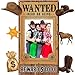 West Wanted Photo Booth Prop Selfie Frames Western Cowboy Party Decorations Rodeo Backdrop Photoshoot and Wanted Photo Booth for Wild Western Cowboy Cowgirl Rustic Party Supplies