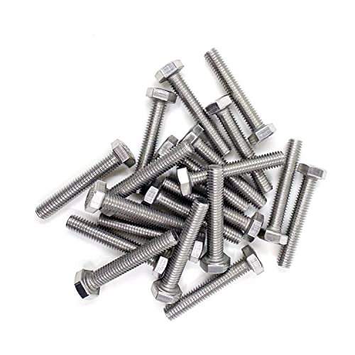 Image of M6 Hex Bolt, M6-1.0 x 35mm Hex Head Screw Bolts, 304 Stainless Steel, Fully Threaded, Plain Finish, Hex Tap Bolts 20Pcs (M6x35mm)