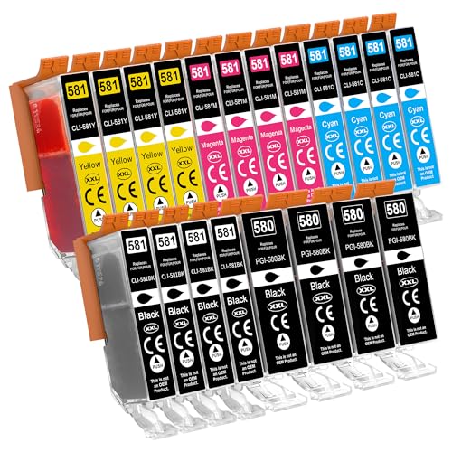 Jhaan Compatible con Canon 580 581XXL Multipack CLI 581XXL para Pixma TS705a TS9551 TS9150 TS8350 TS6350a TR8550 TR7550 TS8351a TR7650 TS6300 TS6150 TS6351 Impresoras