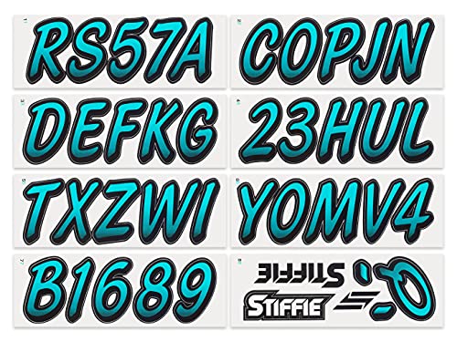 Image of STIFFIE Whipline Candy Blue /Black 3 inch Super Sticky Boat & PWC Registration Decals • Numbers Letters Stickers