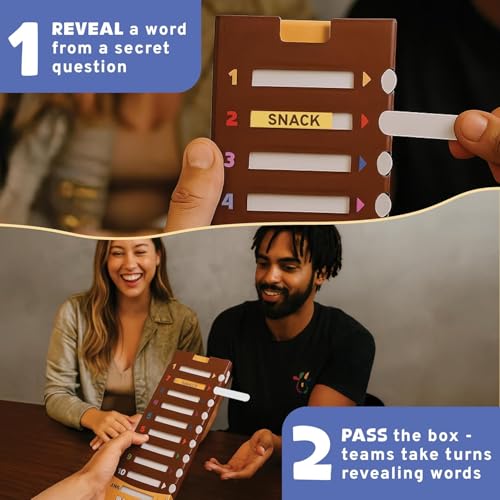 Image of Confident? in A Nutshell: Slide & Reveal Word Guessing Board Game with 450+ Questions - Fun Family Party Game for Kids & Adults, Ages 10+, 2-20 Players, 20 Minute Playtime (Pack of 6)
