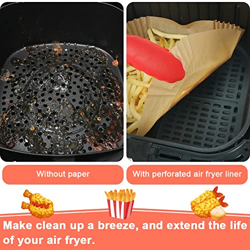 Bykitchen Square Air Fryer Liners, Set Of 100, 8 Inch Perforated Square Air Fryer Parchment Paper, Air Fryer Filters For Basket, Compatible With Corsori, Instant Vortex, Nuwave And More #TOP3