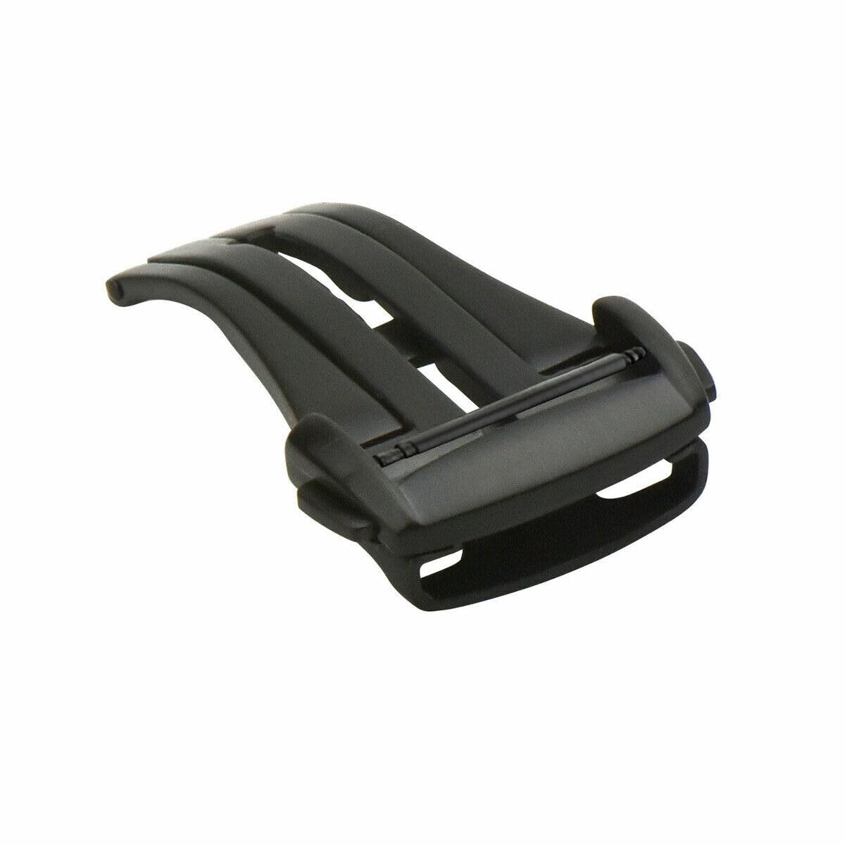 Ewatchparts 20mm Buckle Deployment Clasp Leather Watch Band Strap Compatible With Omega Seamater Black Pvd