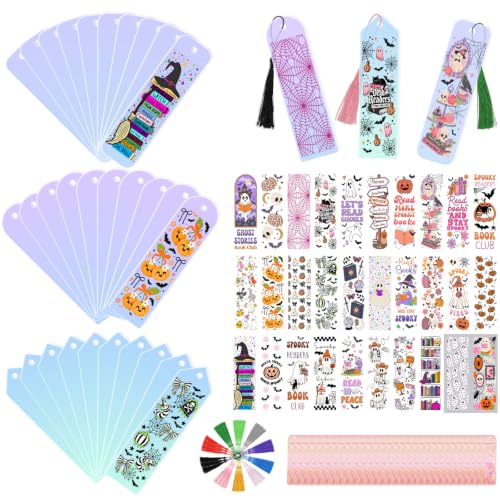 120PCS Acrylic Bookmark Making Kit,Iridescent Clear Acrylic Bookmark Blanks, Halloween - image 1