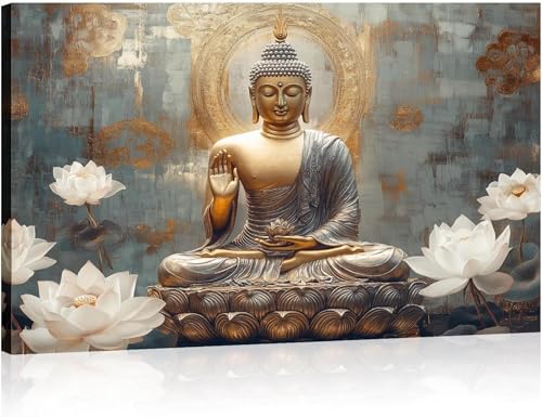 Peinture Bouddha déco salon pour créer un espace de méditation relaxant chez soi