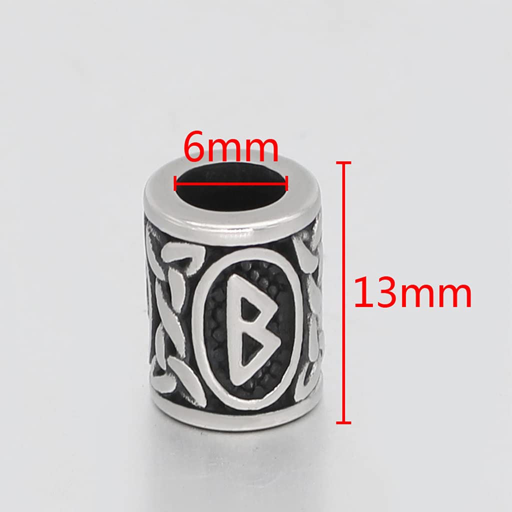 YABEME 24 Piezas Cuentas Runas Vikingas Acero Inoxidable - Cuentas Barba Pelo, para Trenzar Bricolaje Pulsera Collar Colgante, Nórdico Escandinavo para Hombres Mujeres Símbolos de Amuleto