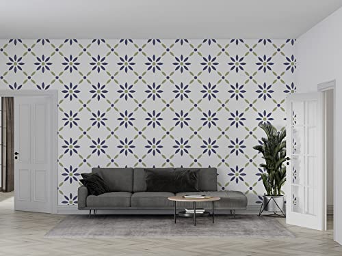Jlhouse 97034-6 Vinyl Peel And Stick Wallpaper Geometric Removable Blue/Green/White Contact Paper Boho For Bedroom Decoration #TOP4