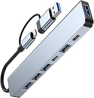Vista 1 de 7 puertos USB C Hub USB 3.0 Tipo-C Splitter Estación de muelle multipuerto adaptador OTG expansor USB PD carga para portátil teléfono móvil tableta