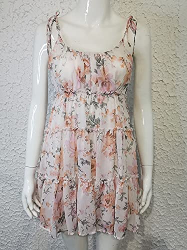 Image of kinstell Women's Boho Spaghetti Strap Ruffle Square Neck Bowknot Backless Sleeveless Elegant Flowy Mini Short Skater Dresses