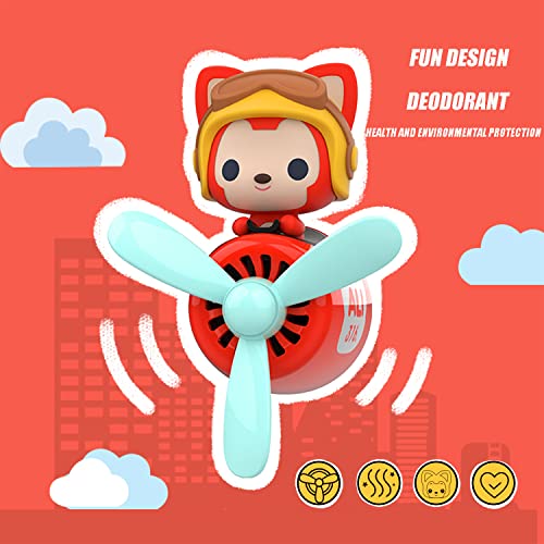 Image of Car fragrance diffuser pilot car air outlet fragrance diffuser cartoon rotating fan leaf car perfume cute cartoon shape car perfume air freshener with 2 fragrances (fox) 1.0 Count