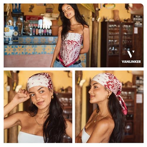 VANLINKER Paisley Satin Head Scarf for Women Men Versatile Silk-Like Hair Scarf Vintage Bandana Large Square Scarves 27.5"2