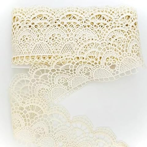 ELLA MAMA 5 Yards of 6cm Width Trim. lace Fabric for Garment Sewing, DIY Craft, Home Decor, DIY Arts and Craft. (Beige) Cover