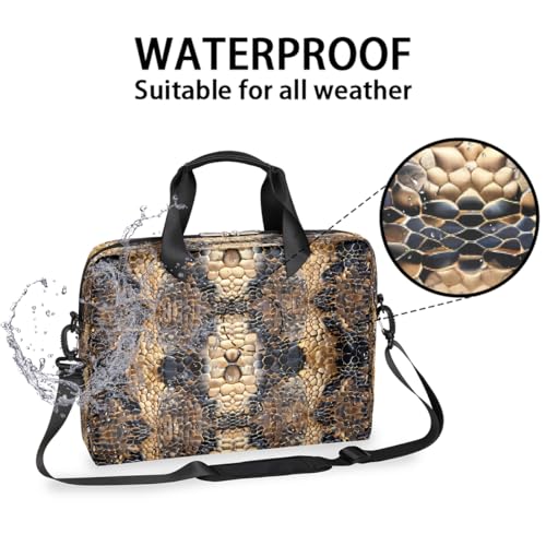 Maletín retro para laptop con estampado de piel de serpiente miniatura 3