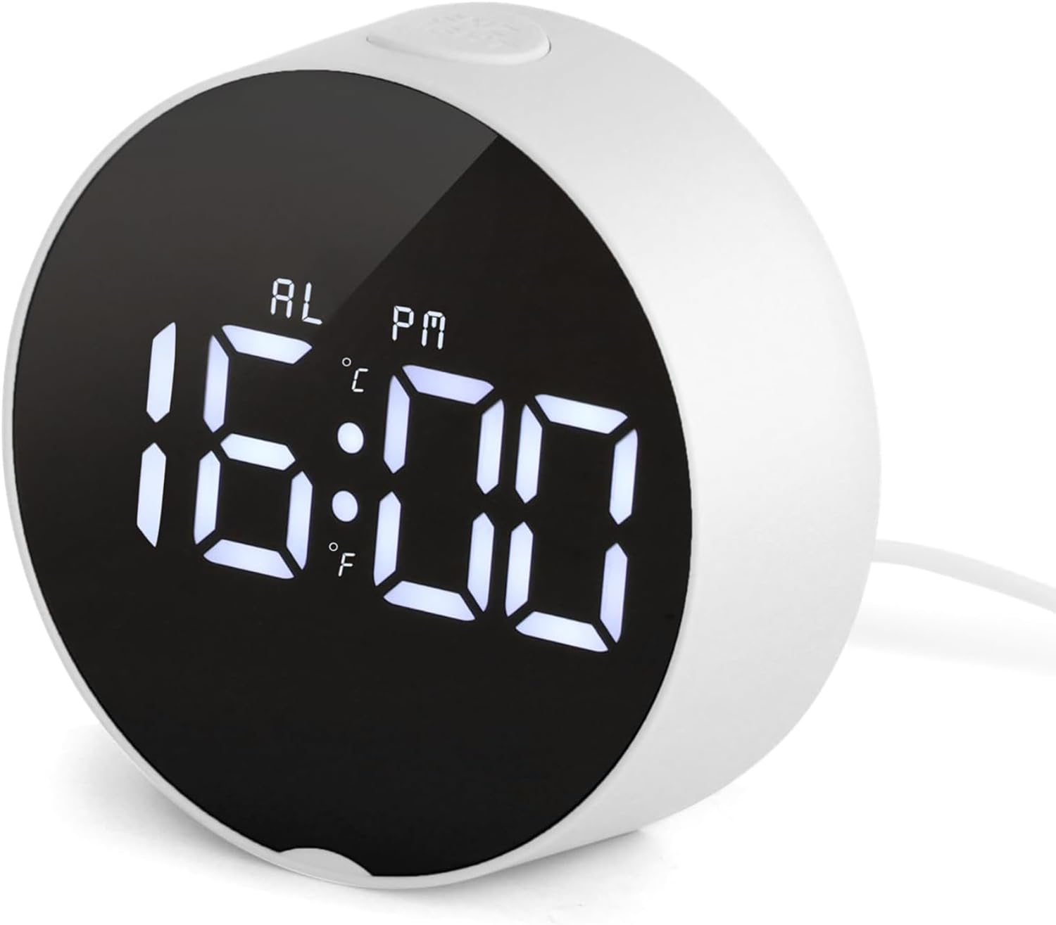 KASTWAVE Small Digital Alarm Clock LED Desk Travel Electronic Clock Dual Alarm Snooze Dimmable Day Set 12/24H Week Display 4inch White (No Battery＆Adapter)