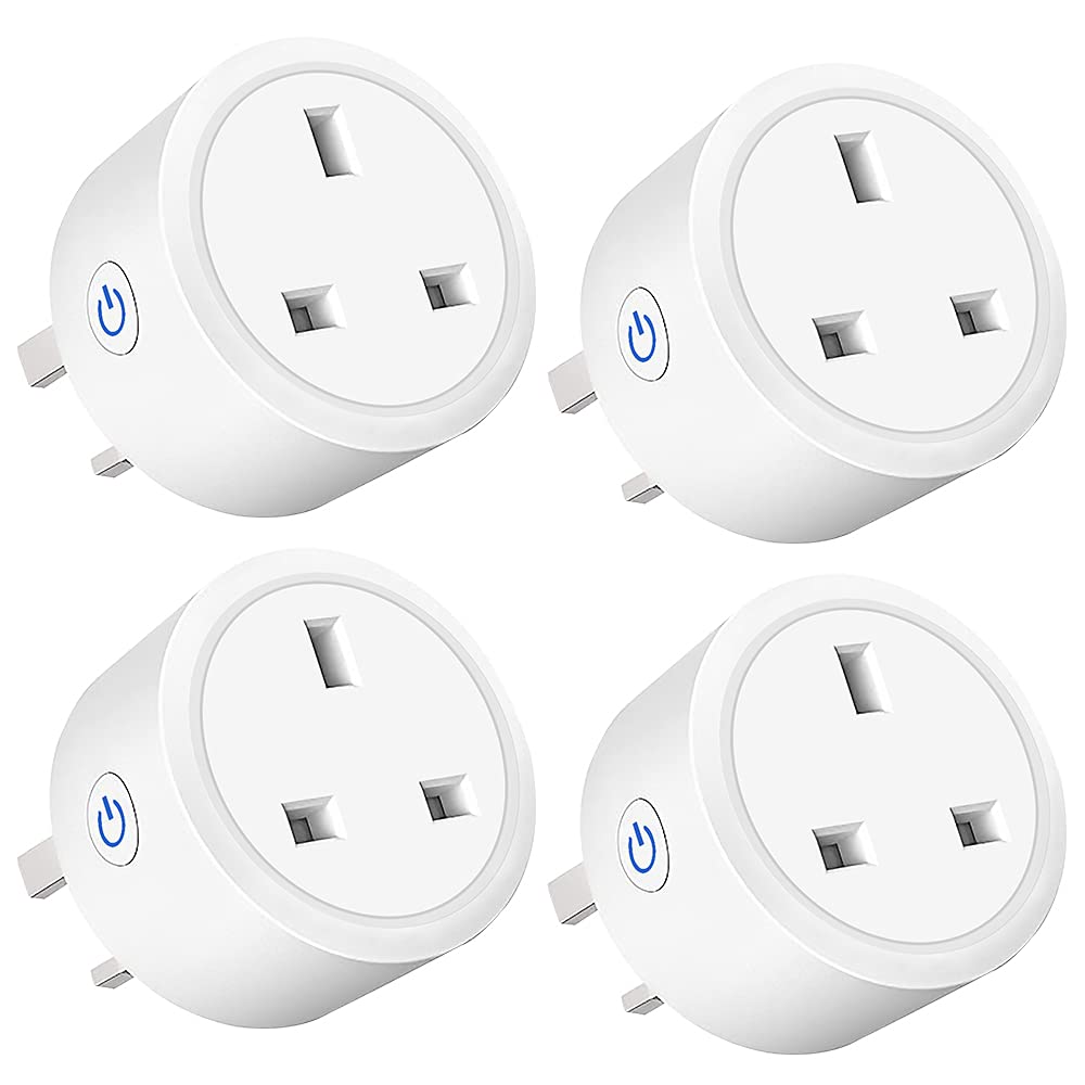 Smart Plug WiFi Socket Monitor Timing Function Tuya SmartLife APP Control Works with Amazon Alexa (Echo, Echo Dot), Google Home, IFTTT, Smart Socket, Remote Control 16A Power Smart Plug (4PACK)