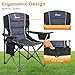 Romswi Oversized Camping Chairs,Heavy Duty Support 500 LBS,Padded Back & Arm Sport Chairs, Cup Holder Cooler Bag, Collapsible Folding Chairs for Outdoor, Fishing & Garden, Black,2-Pack