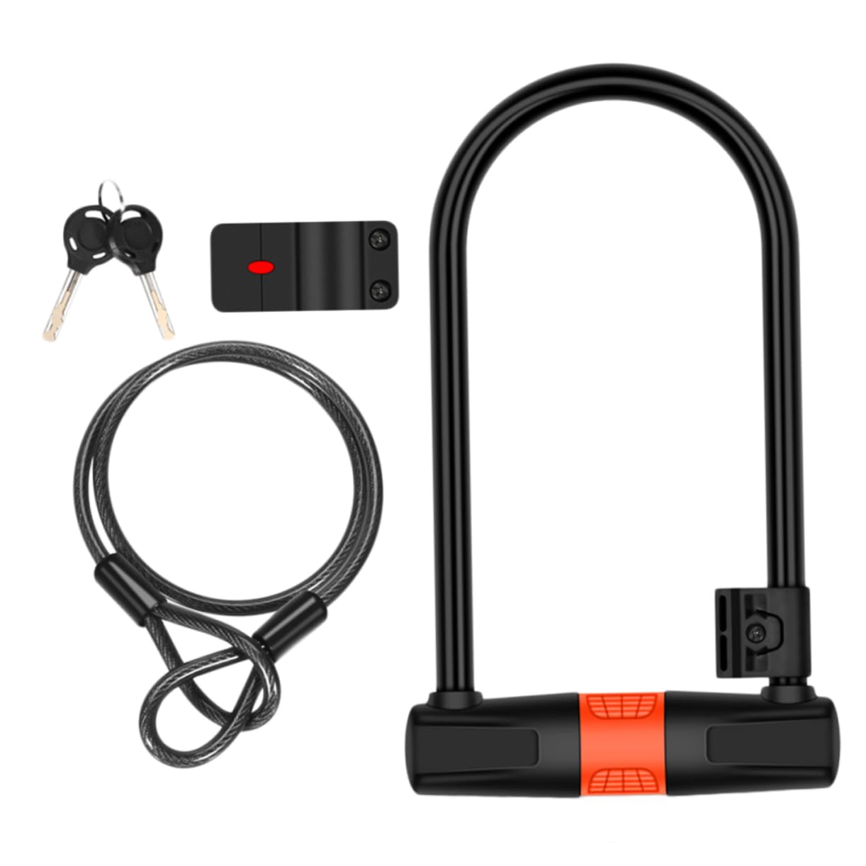 Chaîne antivol vélo U en câble acier robuste HEMOTON noir et orange pour VTT