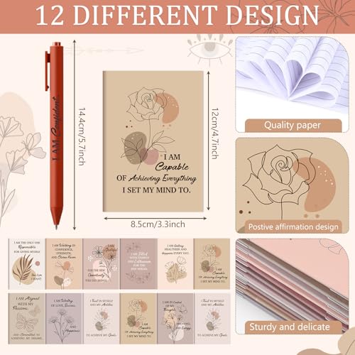 Image of Mooliwe 24 Pcs Positive Affirmation Gift Set Gratitude Notebooks with Pens Small Bags Motivational Encouragement Notepads Daily Affirmations Journal for Women Stress Relief Self Care (Elegant)