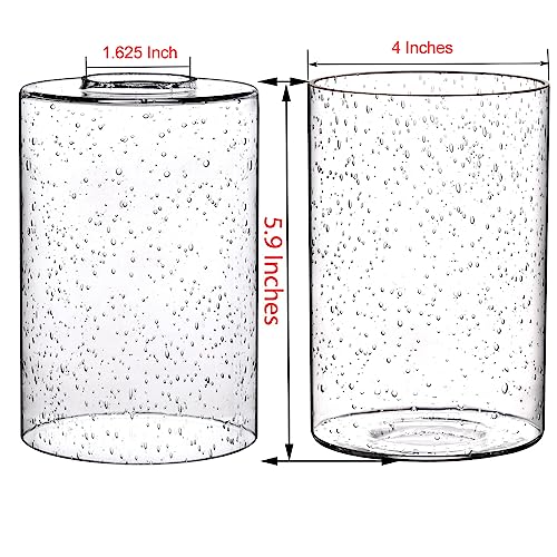 Image of Canomo 3 Packs 6 Inch x 4 Inch Bubble Seeded Glass Light Shade Glass Lamp Shades Cylinder Replacement with 1-5 /8 Inch Fitter for Wall Lamps Chandeliers or Ceiling Light