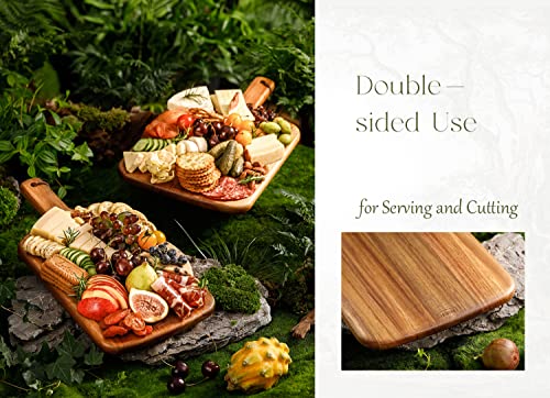 Luomal Wood Cutting Board With Handle, 16X8.2Inch Acacia Wooden Serving Board For Kitchen, Cheese Charcuterie Board For Meat, Bread, Vegetables & Fruits (Gift Box Included) #TOP5