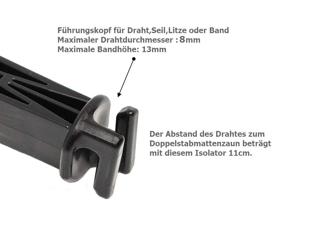 Isolator für Doppelstabmattenzaun Elektrozaun, 25 Stück | Gartenzaun, Weidezaun für Band Litze Seil Draht