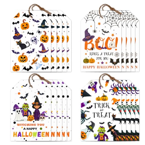 Étiquettes Halloween fantôme et trick pour emballage cadeau et table