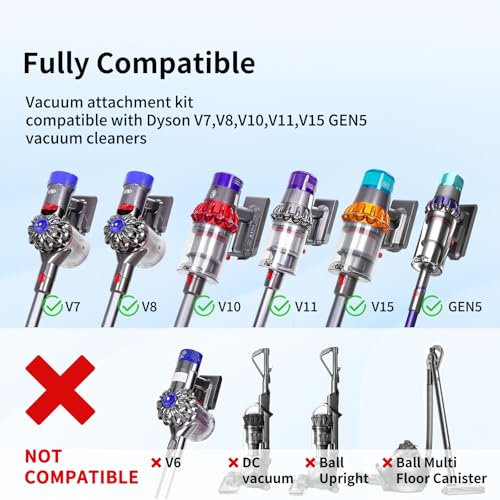 Image of Replacement Attachment Kit compatible with Dyson V7 V8 V10 V11 V15 Absolute Animal Vacuum Cleaner, Flexible Extension Hose Mattress Tool Stiff Brush Soft Bristle Attachment, and Flexible Crevice Tool