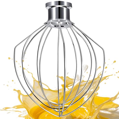 NewlyArt Whisk Attachment Fits KitchenAid, 6 Wire Whip for 4.5 5 Quart KitchenAid Tilt-Head Stand Mixer,K45WW Kitchen Aid Accessories and Attachments, Stainless Steel Wires + Aluminum Hub