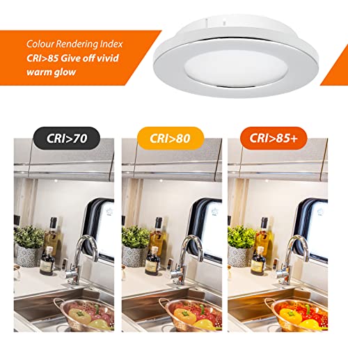 Image of Dream lighting 12V RV Interior LED Lights Recessed Puck Light for Trailer 2W Warm White Lighting Chrome Shell Pack of 6