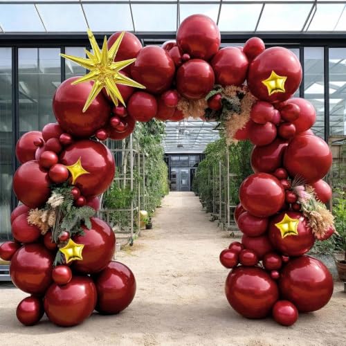 Image of Double Stuffed Burgundy Balloon Arch for Birthday Valentines Party Decor