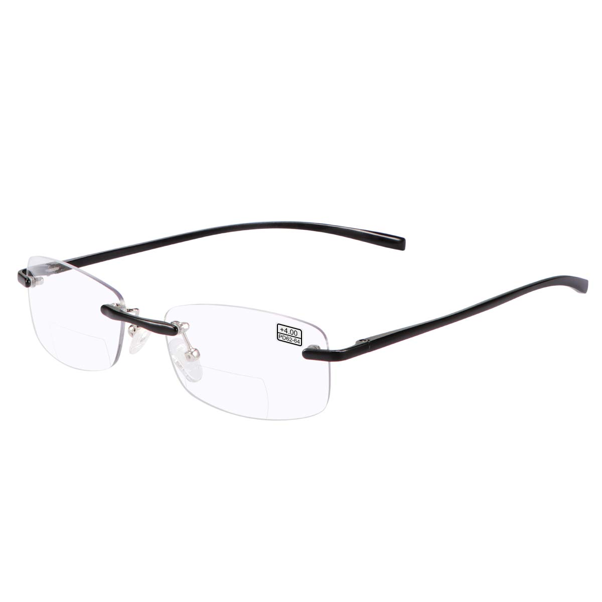 Miryea Unisex Blue Rimless Clear Bifocal Reading Glasses Light Blocking Readers For Men And Women Spring Hinge Eyewear Far And Near Dual-Use Lightweight Magnifying Anti Glare Reduce Eyestrain Eyeglasses