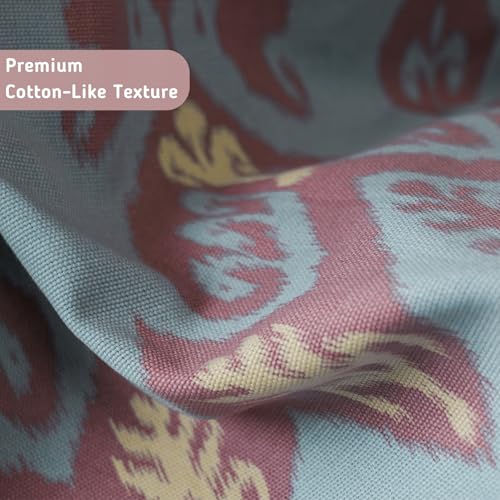 Image of Tranquebar Curtain Co. 100% Blackout Curtains, Complete Darkening Lining (Polyester), Blue-Pink Chevron Print, Cotton Blackout Curtains 5 Feet for Window, BackTabs, Ikat (152 cm) - 1 Piece
