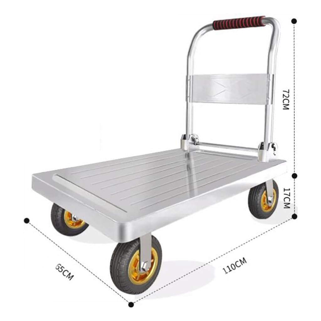 Carrello con piattaforma pieghevole resistente con ruote e maniglia, carrello portatile per un facile sollevamento pesante e materiale di trasloco, ideale per casa, magazzino e uso esterno