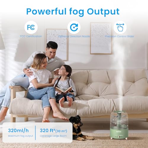 Image of Supvox Bedroom Humidifiers for Bedroom, Baby NurserHome Cool Mist Humidifier 4.2L Cold and Cough 360 Nozzle Rotation Ultrasonic Adjustable Air Humidifier with Mist Adjust Auto Shut-Off