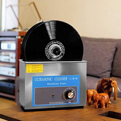 Pulitore a ultrasuoni per Dischi in Vinile, Macchina per la Pulizia dei Dischi a ultrasuoni da 4 Litri, 140 W con stendino e Timer, Ideale per Dischi in Vinile da 12 Pollici